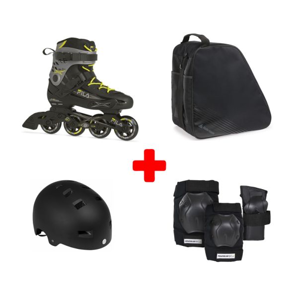 FILA MADAME HOUDINI BLACK-GREY-LIME INLINE SKATES PACK