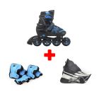 INFANTIL ROCES JOKEY 3.0 BLACK-BLUE YOUTH INLINE SKATE PACK
