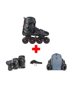 PACK DE PATINES EN LÍNEA FLYING EAGLE F3S+ ORIGAMI NEGRO