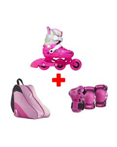 PACK PATINES EN LÍNEA INFANTIL FLYING EAGLE S6T ROSA