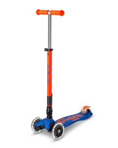 PATINETE MICRO MAXI DELUXE PLEGABLE NEON LED AZUL-NARANJA