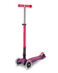 MICRO MAXI DELUXE FOLDING NEON LED PURPLE-PINK SCOOTER