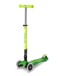 MICRO MAXI DELUXE FOLDING NEON LED GREEN-YELLOW SCOOTER