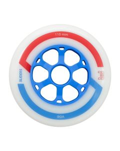 FR SLIDERS 110MM 90A BLANCO-AZUL WHEELS (6 PACK)