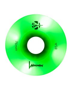 LUMINOUS 76MM 85A GREEN APPLE GLOW + GREEN LED LED WHEELS (4 PACK)