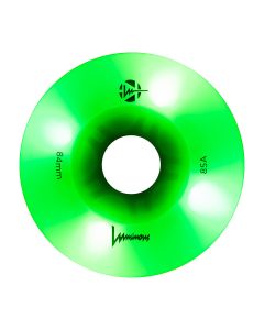LUMINOUS 84MM 85A GREEN APPLE GLOW + GREEN LED LED WHEELS (4 PACK)