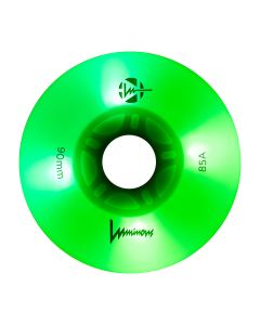 LUMINOUS 90MM 85A WHITE GLOW + GREEN LED LED WHEELS (4 PACK)