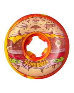 SANTA CRUZ JEREMY FISH BURGER RED YELLOW SWIRL 56MM 99A SKATE WHEELS (4 PACK) 